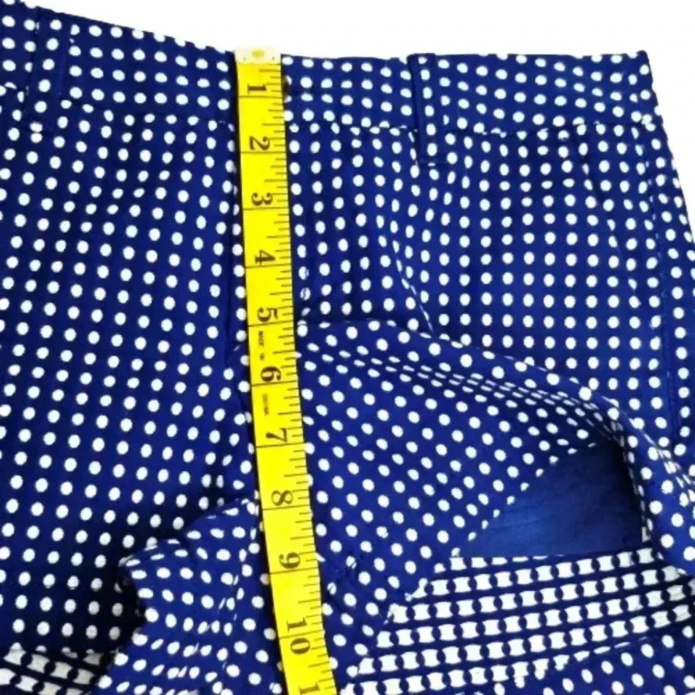 Merona Blue Polka Dot Short Shorts Size 4 Cuffed Cotton Blend Summer Casual Chic - Picture 10 of 13